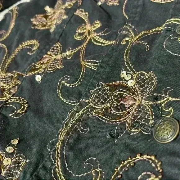 Hearts of Palm Floral Embroidered Trapeze Jacket Black Size 10- Note - Picture 4 of 11